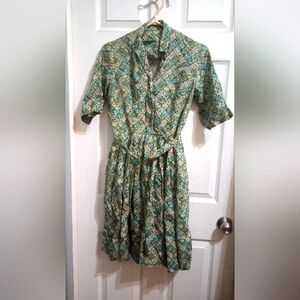 Vintage 1960s-70s leather belted dress